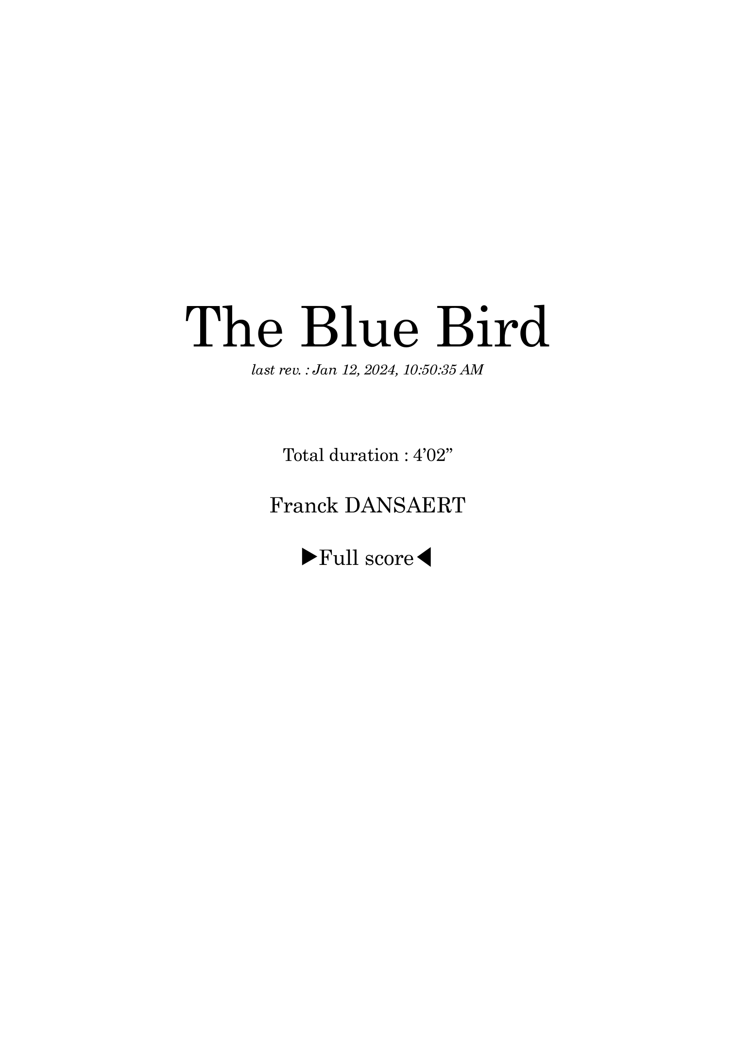 The Blue Bird - Score Only by Franck Dansaert Full Orchestra