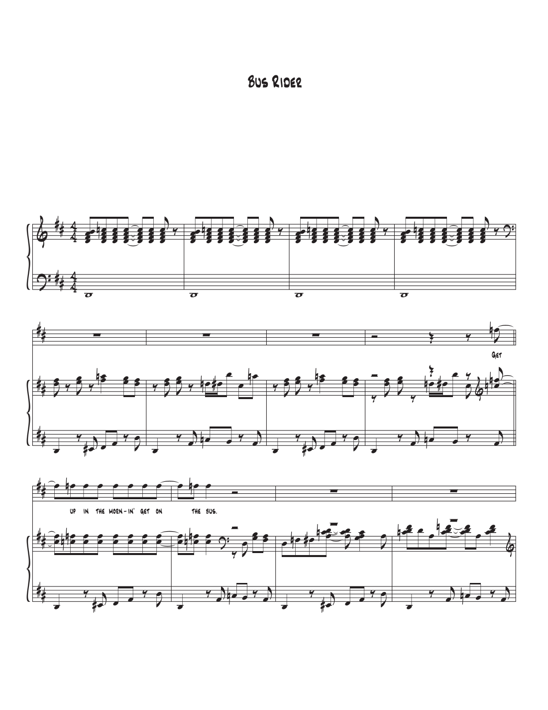 Bus Riders Sheet Bus Rider (arr. Biegler) by Kurt Winter Sheet Music for Piano & Vocal ...