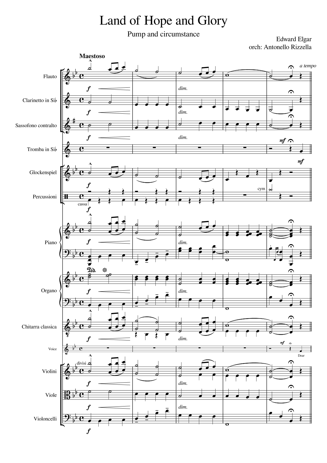Pump and circumstance (Land of hope and glory) (arr. Antonello Rizzella) by Edward Elgar Full Orchestra