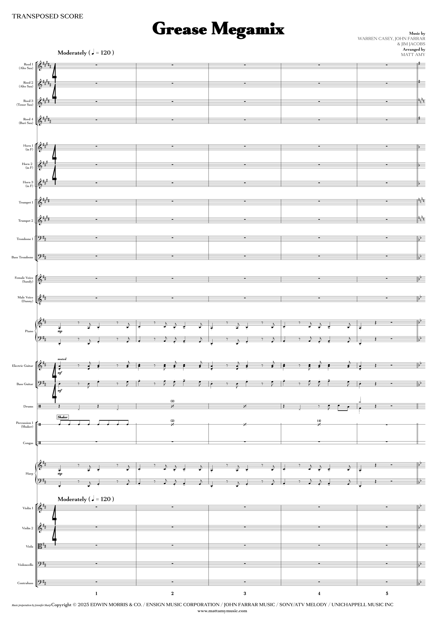The Grease Megamix (arr. Matt Amy) by John Travolta & Olivia Newton-John Full Orchestra