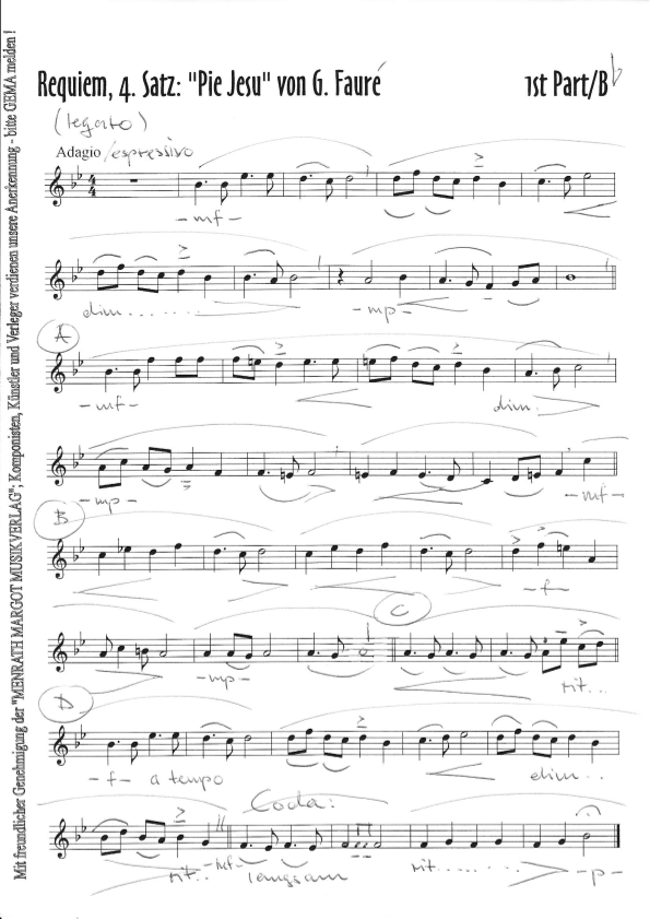 Pie Jesu, Requiem, Op. 48 (arr. ZellerElsässer Dieter) Sheet Music