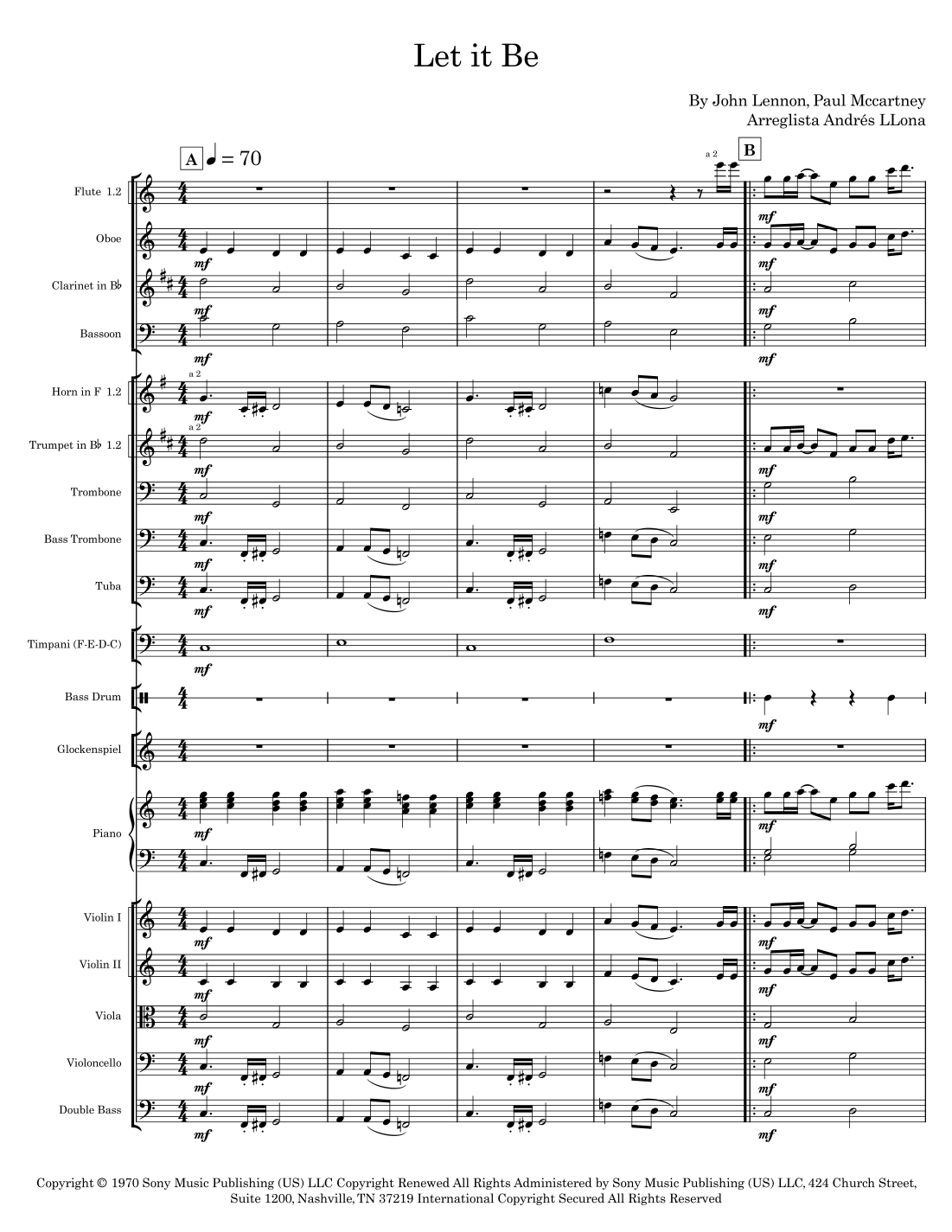 Let It Be (arr. Andrés LLona) by Kris Allen Full Orchestra