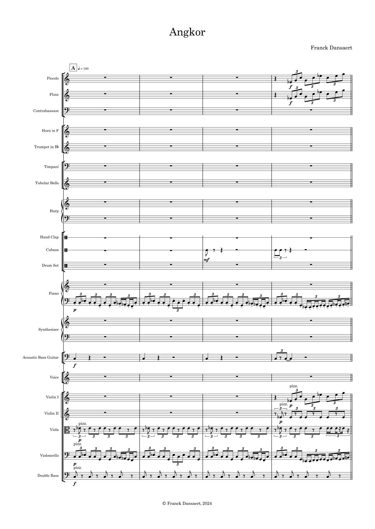 【弗兰克·丹萨特《吴哥》管弦乐总谱】Angkor - Score Only by Franck Dansaert Full Orchestra PDF乐谱下载
