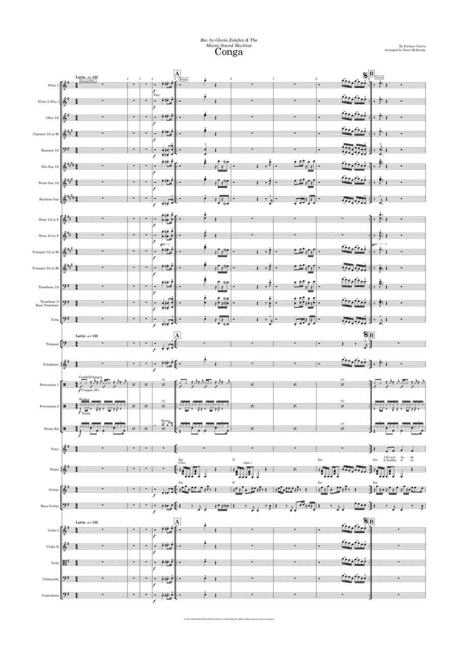 Conga (arr. Daryl McKenzie) by Miami Sound Machine Full Orchestra