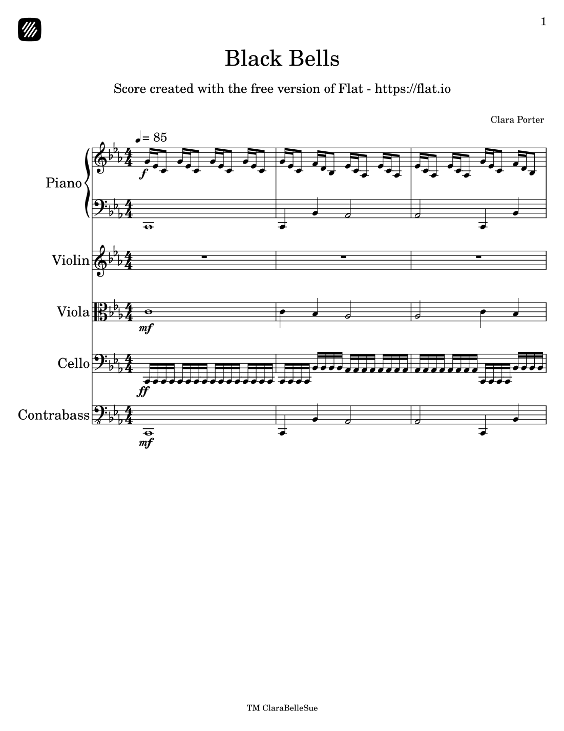 Black Bells - Full Orchestral Score by Clara Porter String Orchestra