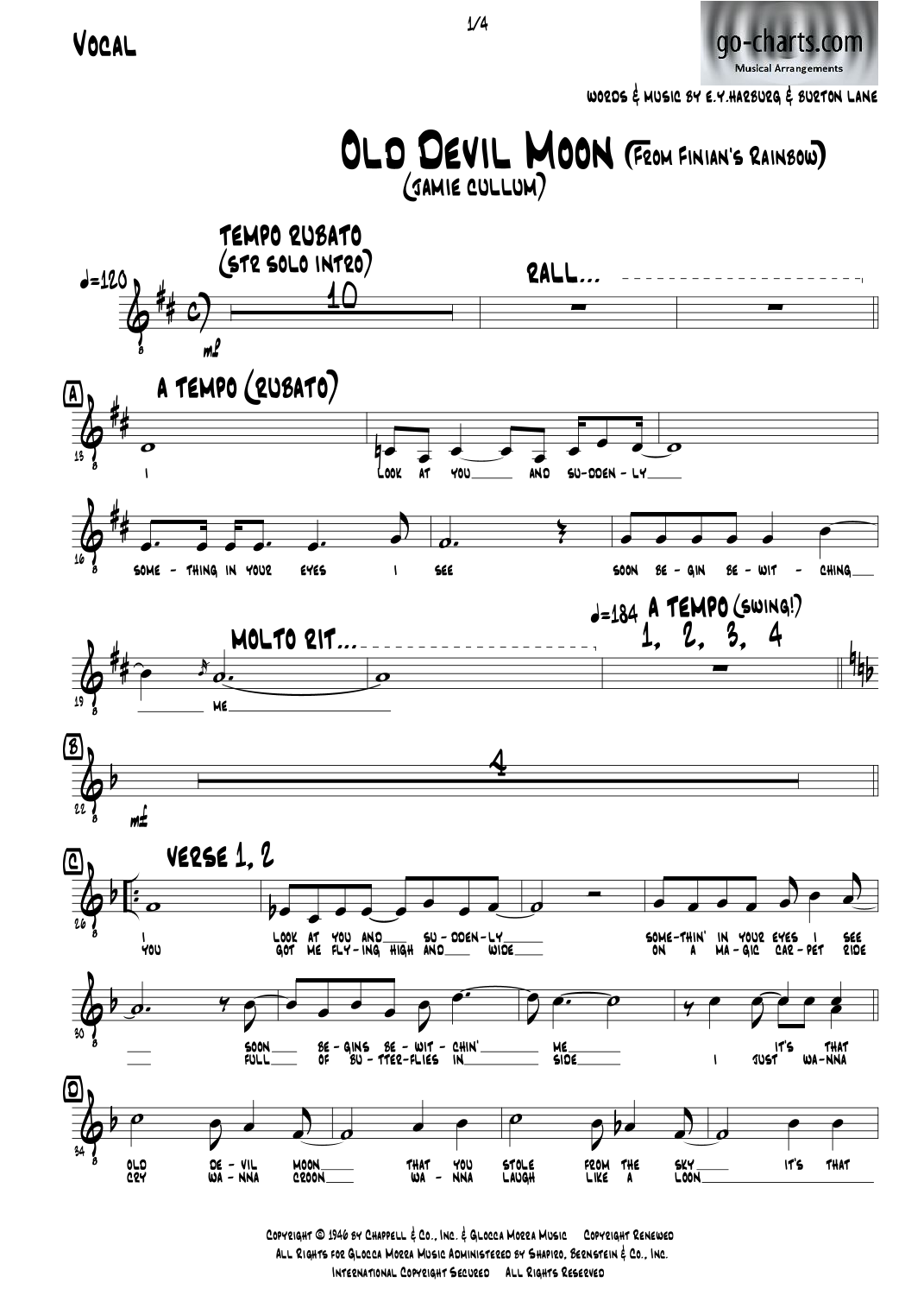 Old Devil Moon (arr. Andy Davidson go-charts.com) by Burton Lane Full Orchestra