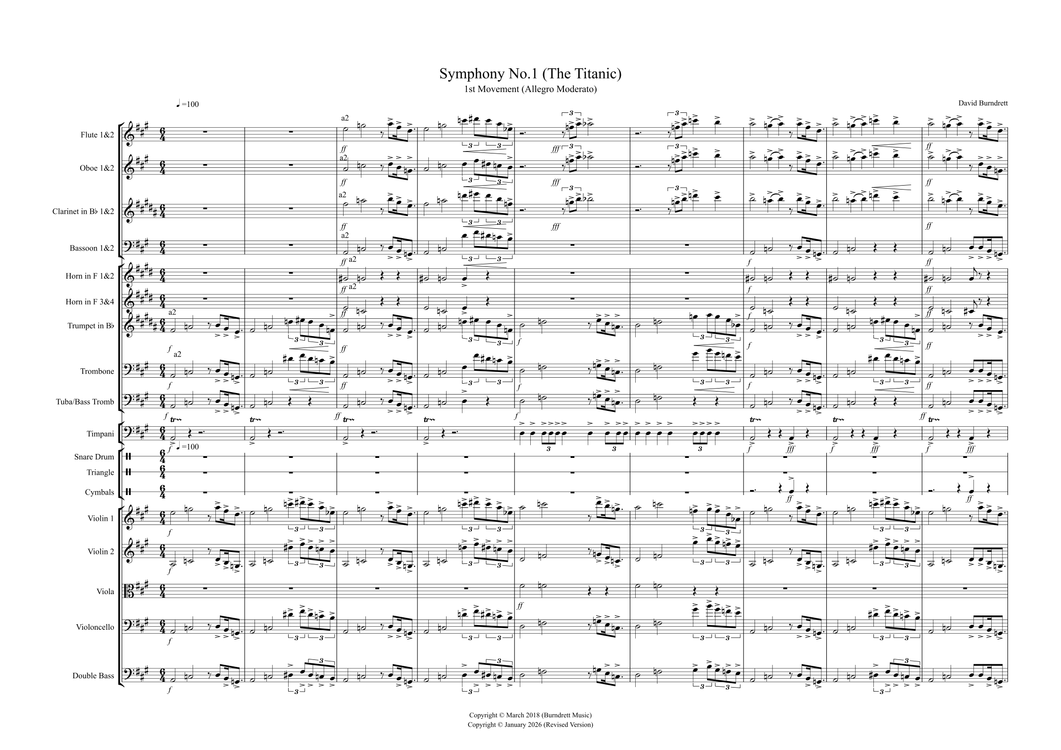 Symphony No.1 Op.7 (The Titanic) by David Burndrett Full Orchestra