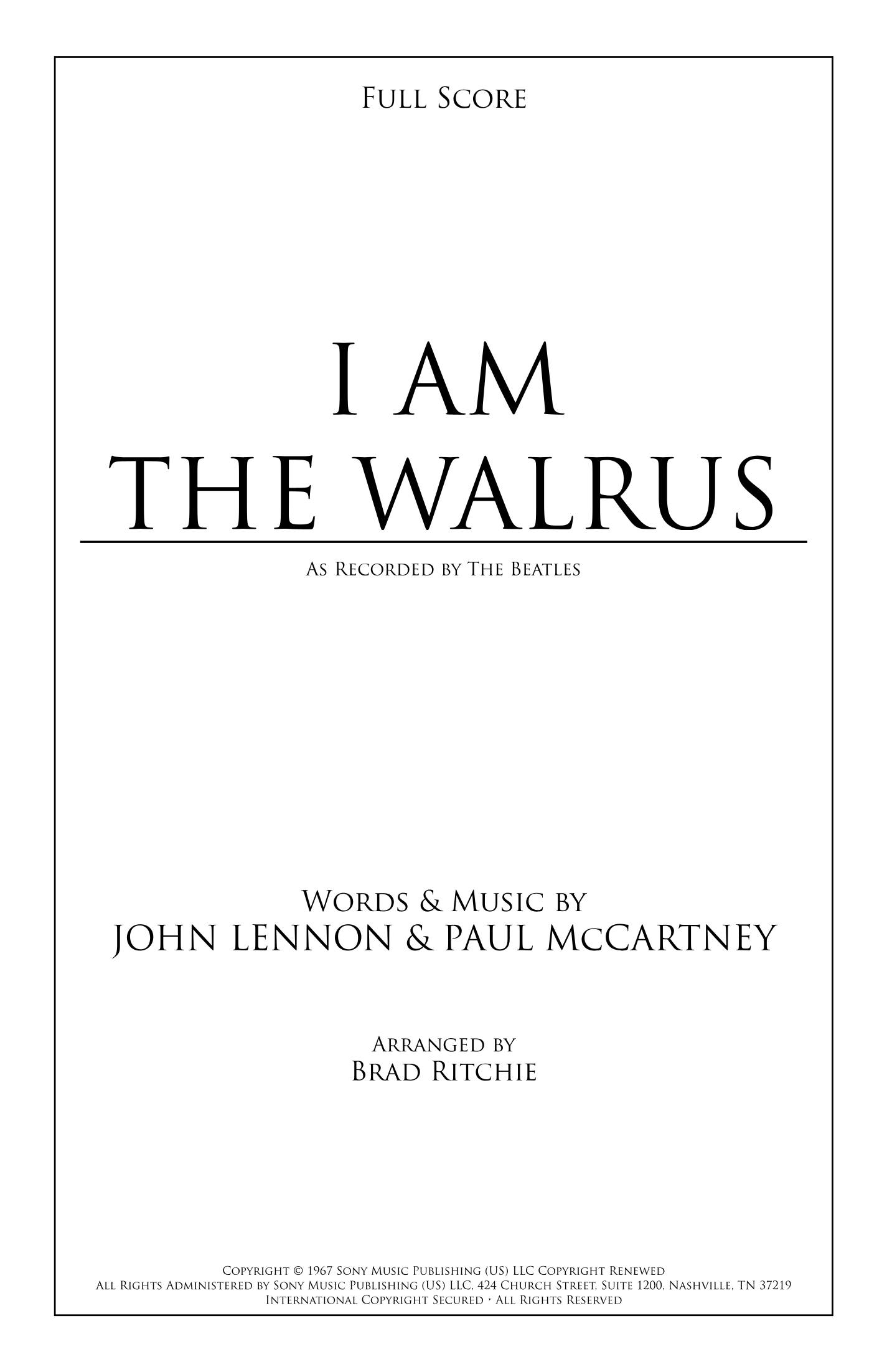 I Am The Walrus (arr. Brad Ritchie) by The Beatles Full Orchestra