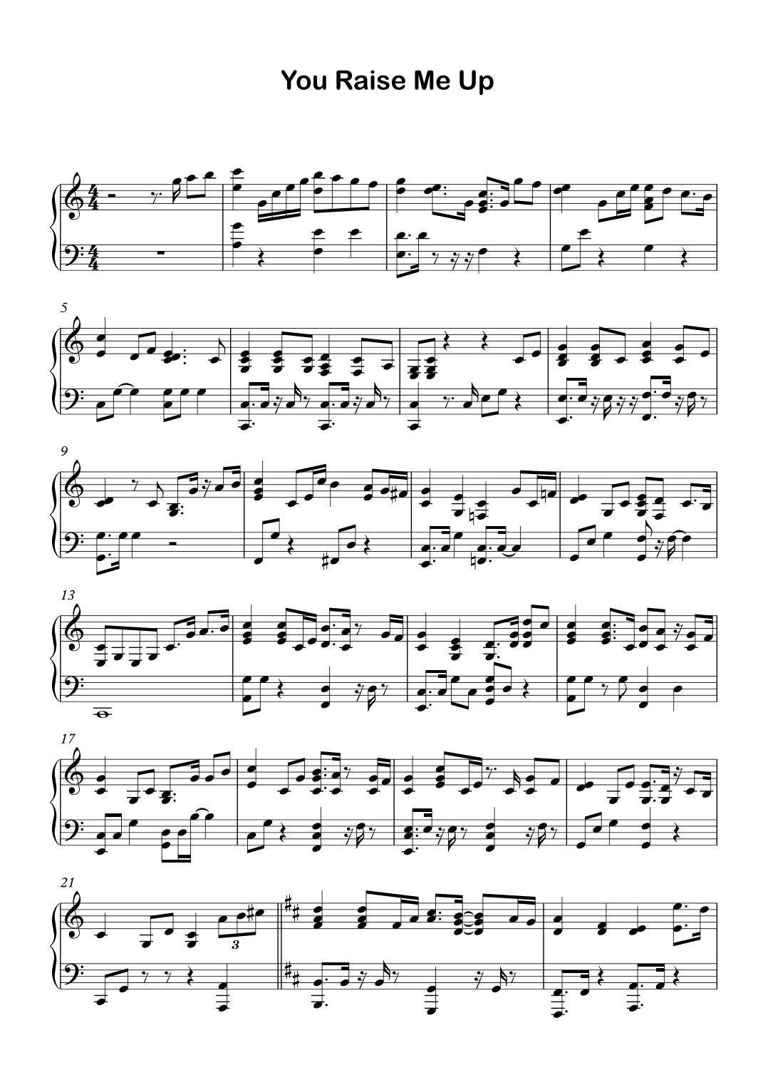 You Raise me up (arr. Garaon) by Garaon Sheet Music for Piano Solo at