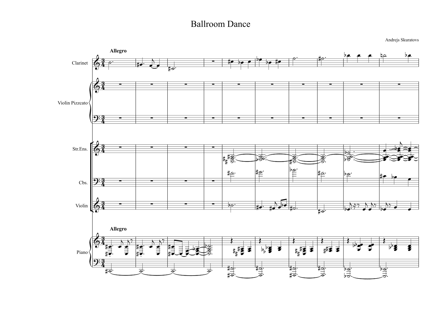 【安德烈斯·斯库拉托夫斯《升F大调交际舞曲》Op.8：快板 管弦乐谱】Ballroom Dance in F sharp major, Op. 8: Allegro by Andrejs Skuratovs (Skuratov Andrew) Full Orchestra PDF乐谱下载