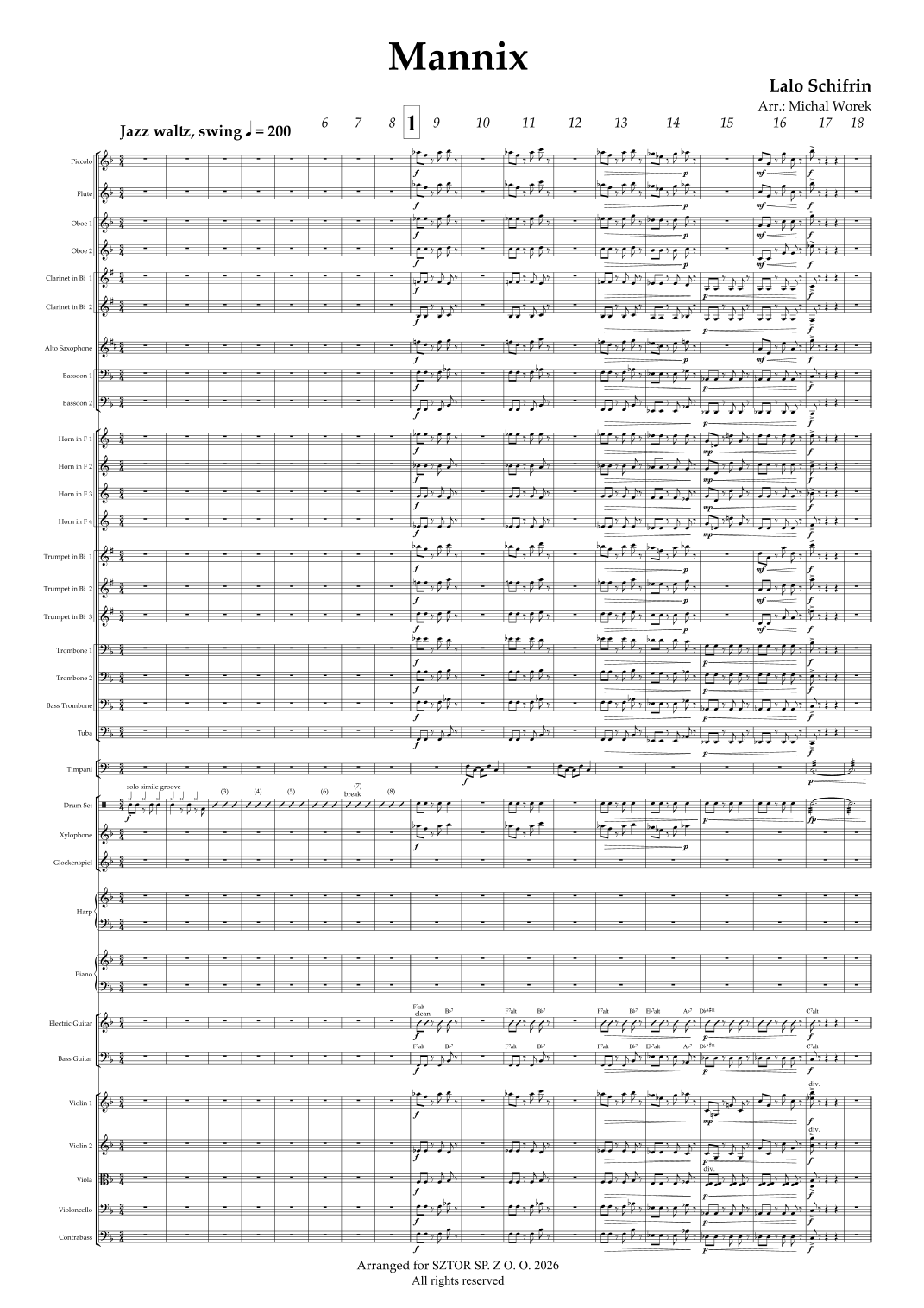 Mannix Theme (arr. Michal Worek) by Lalo Schifrin Full Orchestra