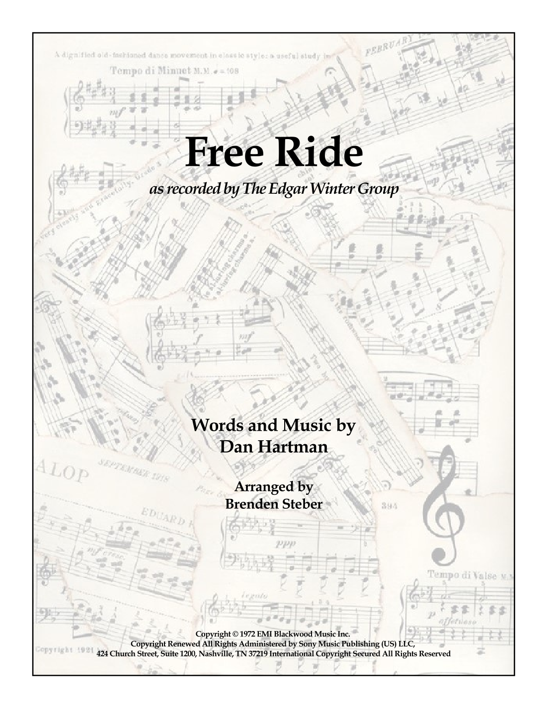 Free Ride Lyrics Free Ride (arr. Brenden Steber) by Edgar Winter Group Sheet Music for ...