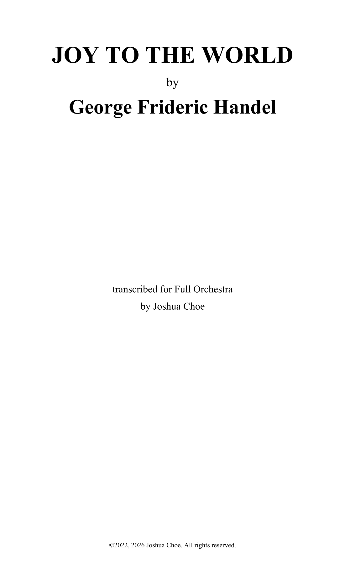 Joy to the World (arr. JMJ Arrangements) by George Frideric Handel 管弦乐团 - 预览