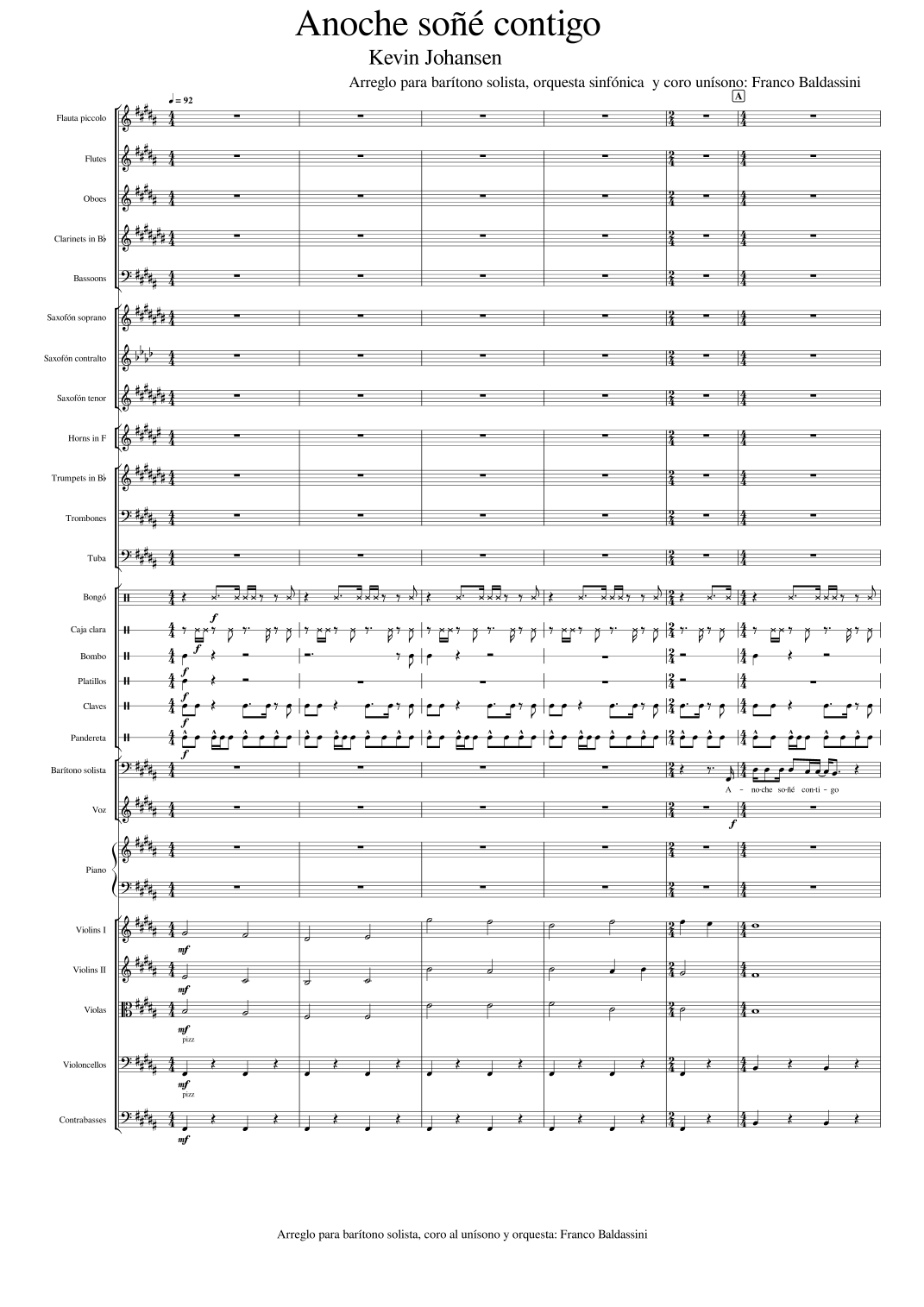 Anoche Sone Contigo (arr. Franco Baldassini Music) by Kevin Andrew Johansen 管弦乐团 - 预览