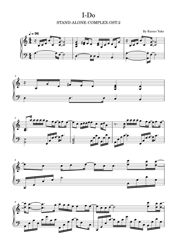 I Do,STAND ALONE COMPLEX OST 2,From Ghost in the Shell,For Piano Solo