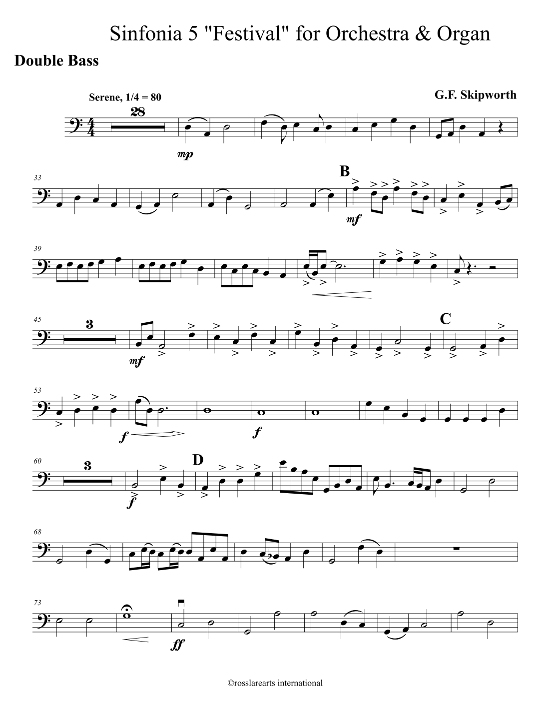 Sinfonia no. 5 "festival" for Orchestra and Organ, Mvt. I by George Skipworth Full Orchestra