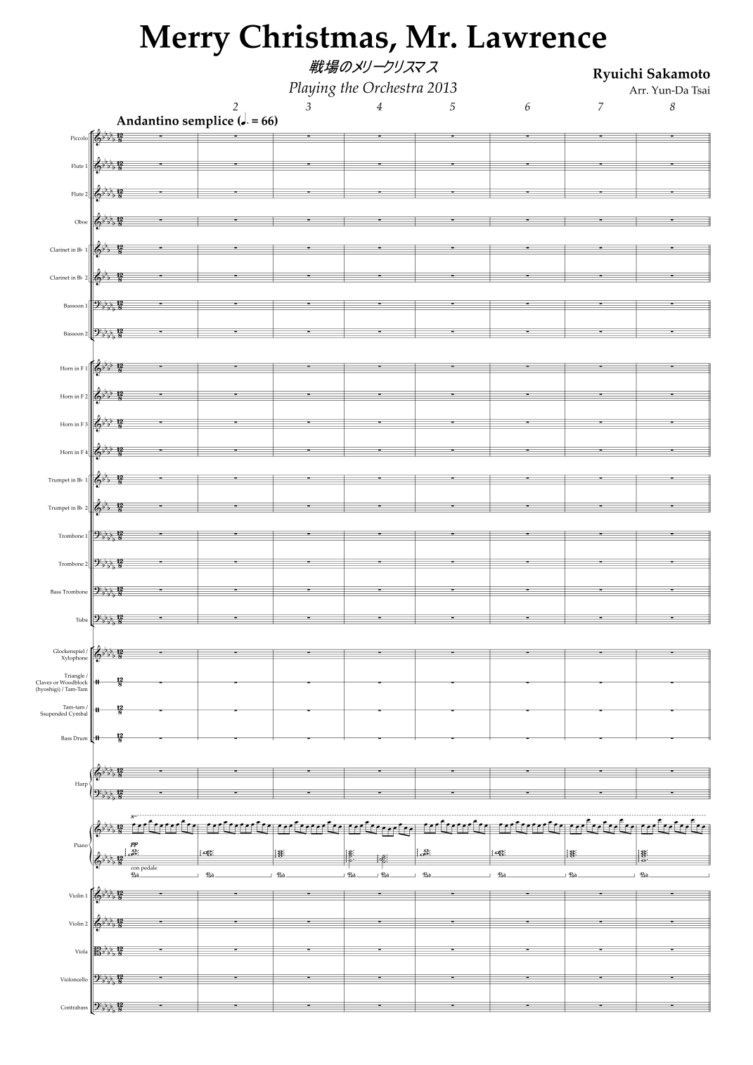 Merry Christams Mr Lawrence (arr. Yun-Da Tsai) by Ryuichi Sakamoto Full Orchestra