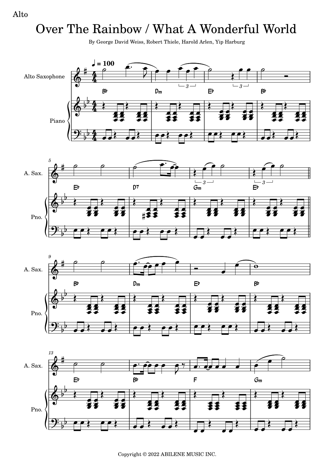 Over The Rainbow What A Wonderful World arr Fabio Eduardo De 