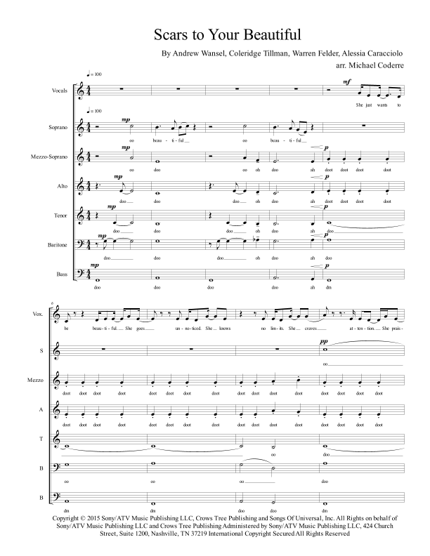 Scars To Your Beautiful (arr. Michael Coderre) Partition Digitale