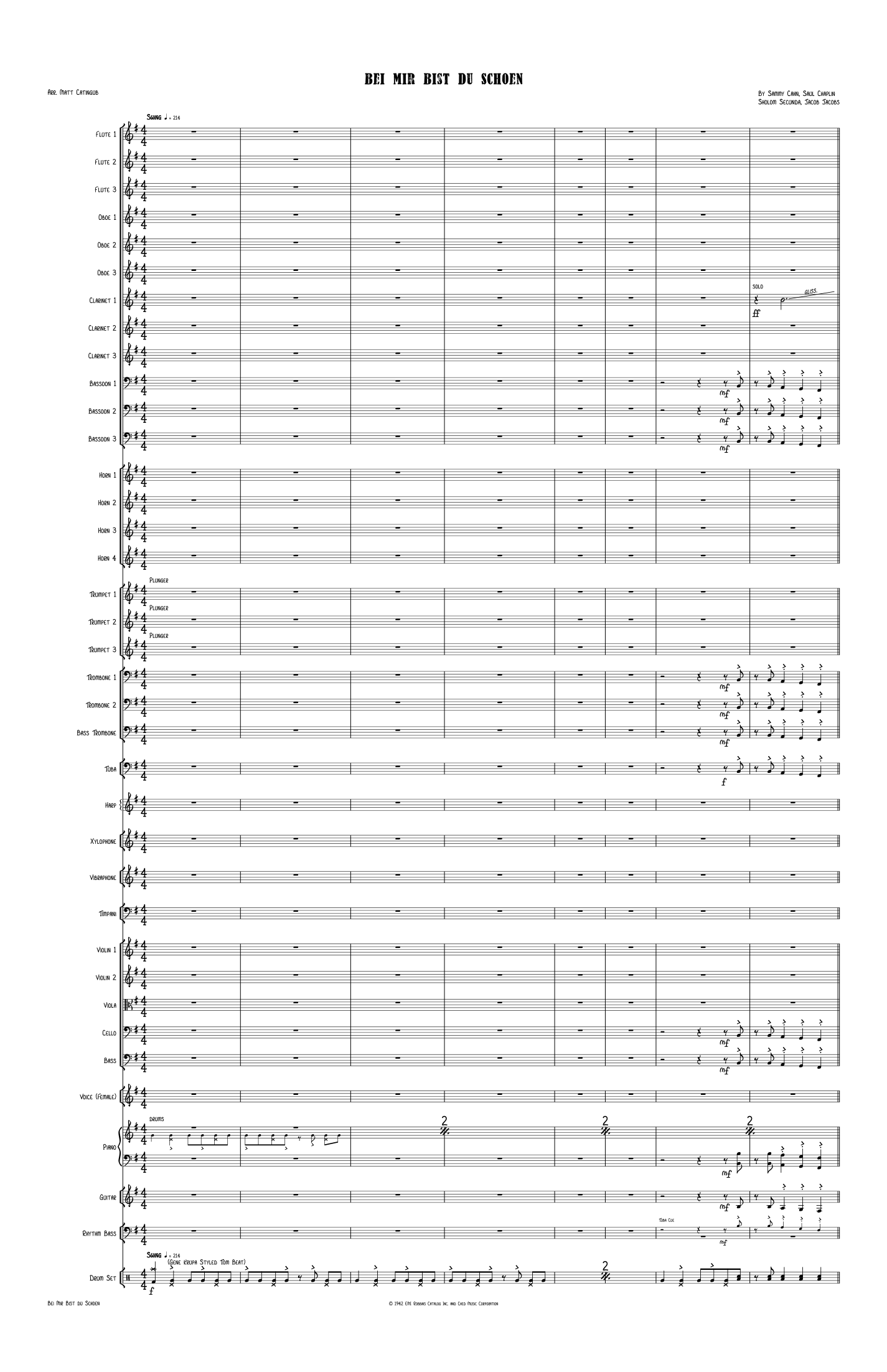 Bei Mir Bist Du Schoen (Means That You're Grand) (arr. Matt Catingub) by Louis Prima & Keely Smith Full Orchestra