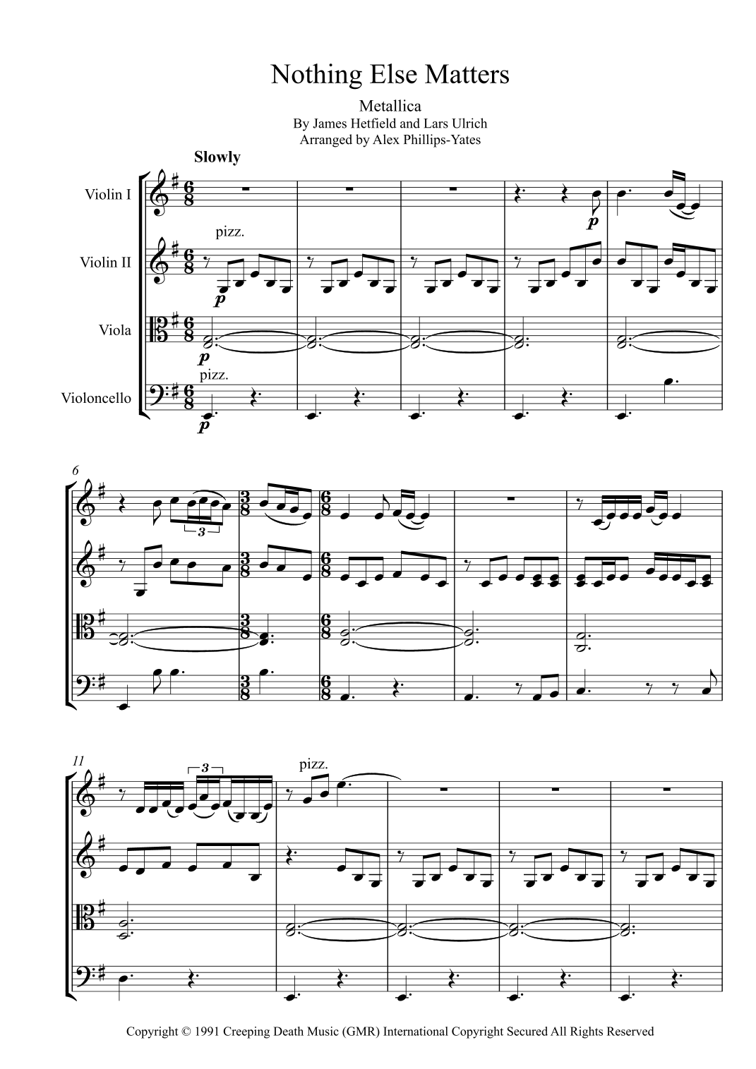Nothing Else Matters (arr. Alex Phillips-Yates) by Metallica Sheet ...