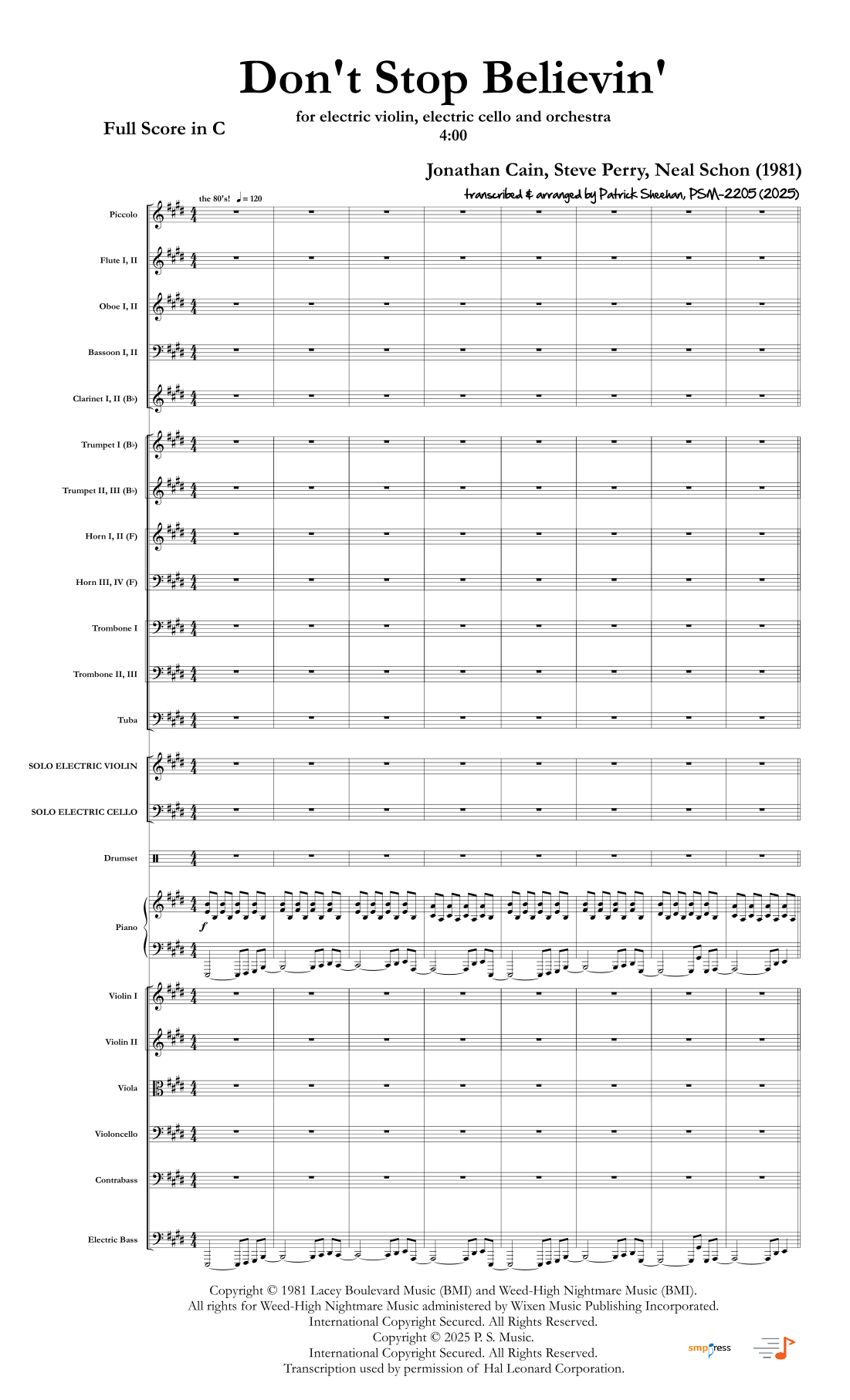 Don't Stop Believin' (arr. Patrick Sheehan) by Journey Full Orchestra
