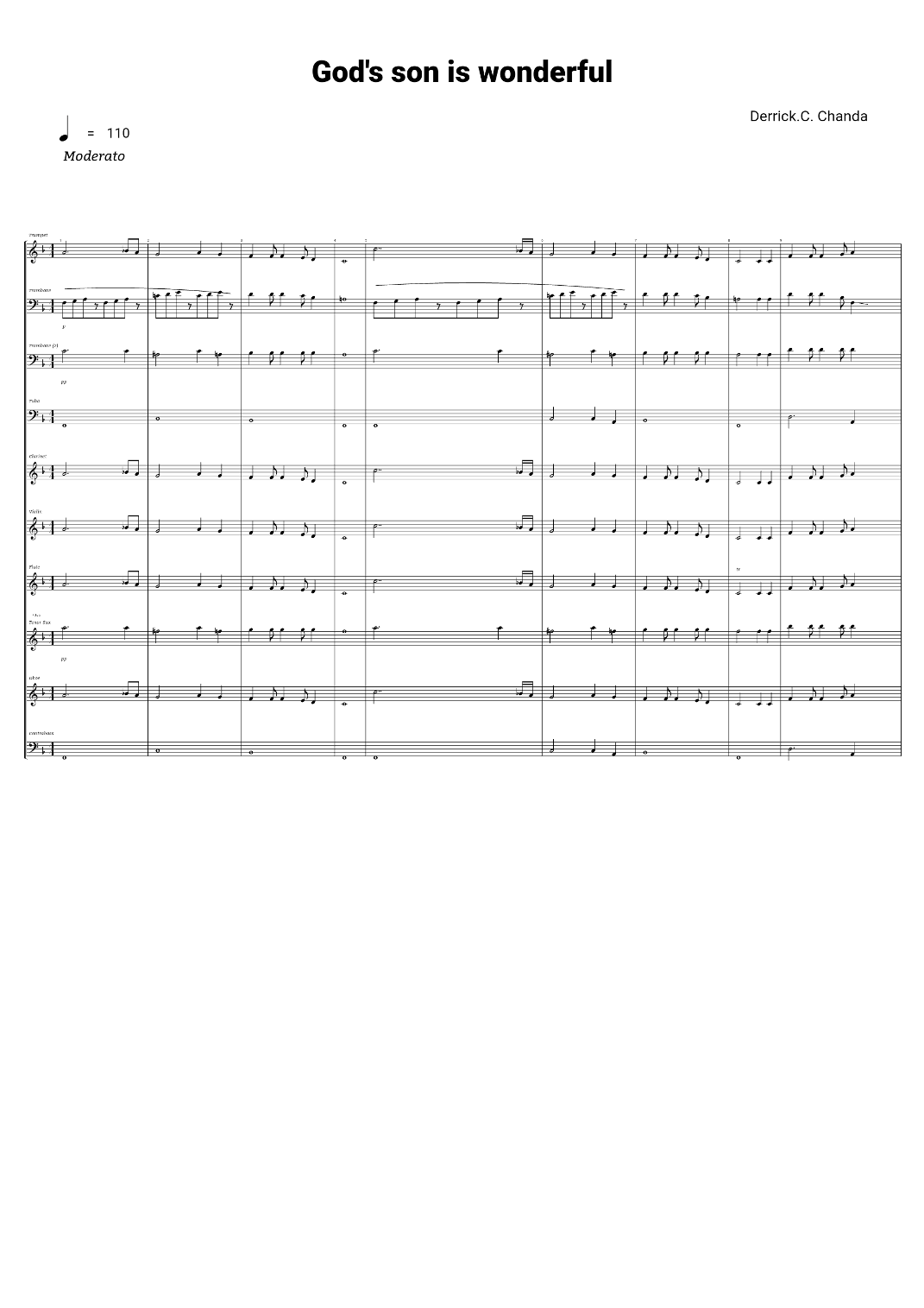 GODS SON IS WONDERFUL - Score Only (arr. Derrick.C.Chanda) by Derrick.C.Chanda Full Orchestra