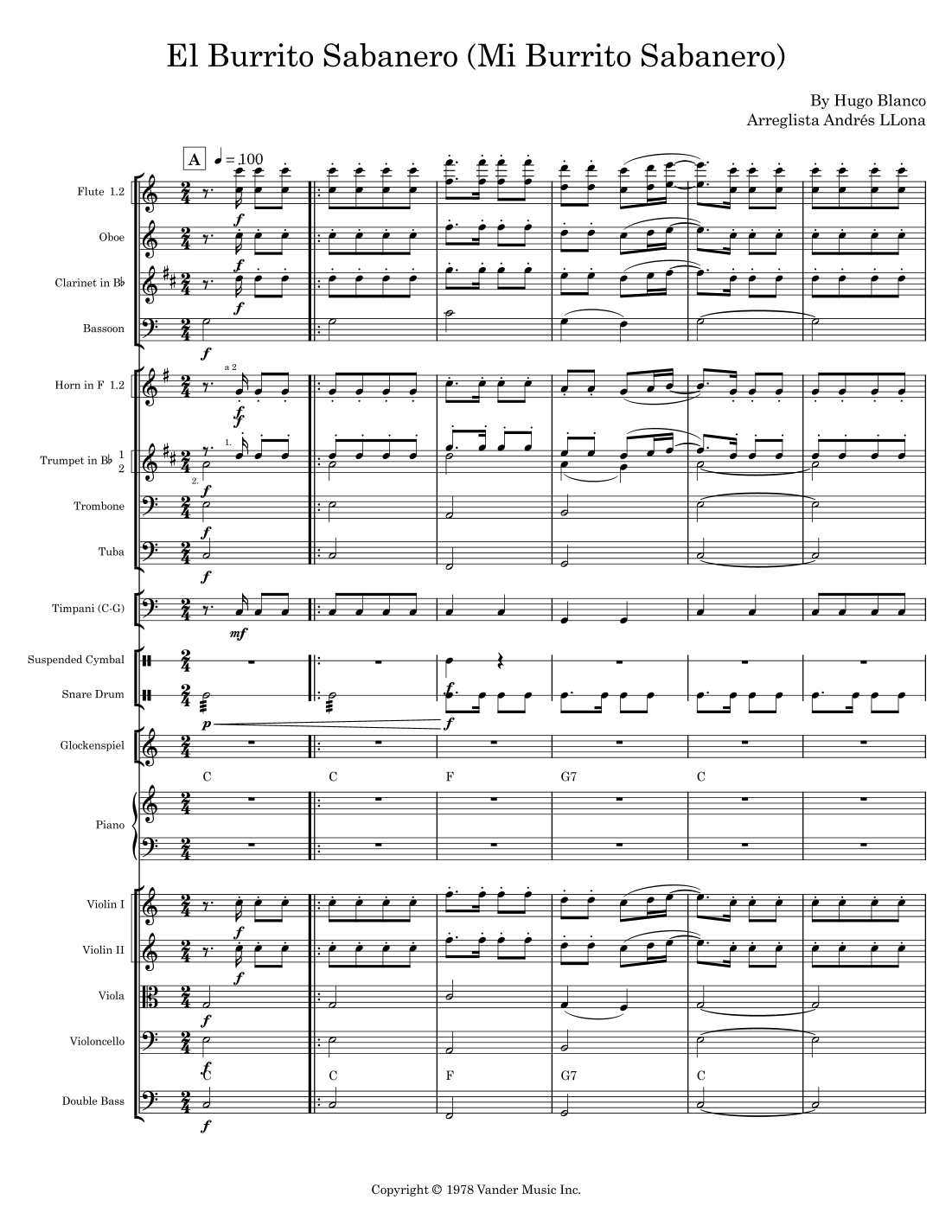 El Burrito Sabanero (Mi Burrito Sabanero) (arr. Andrés LLona) by Hugo Blanco 管弦乐团 - 预览