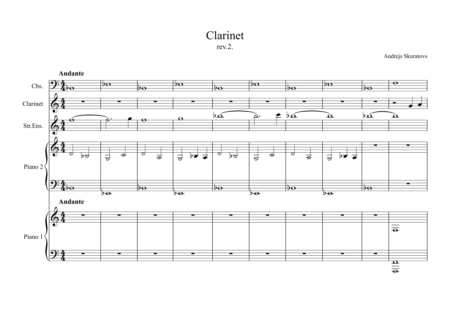 Clarinet in B flat major, Op. 2: Andante by Andrejs Skuratovs (Skuratov Andrew) 管弦乐团 - 预览