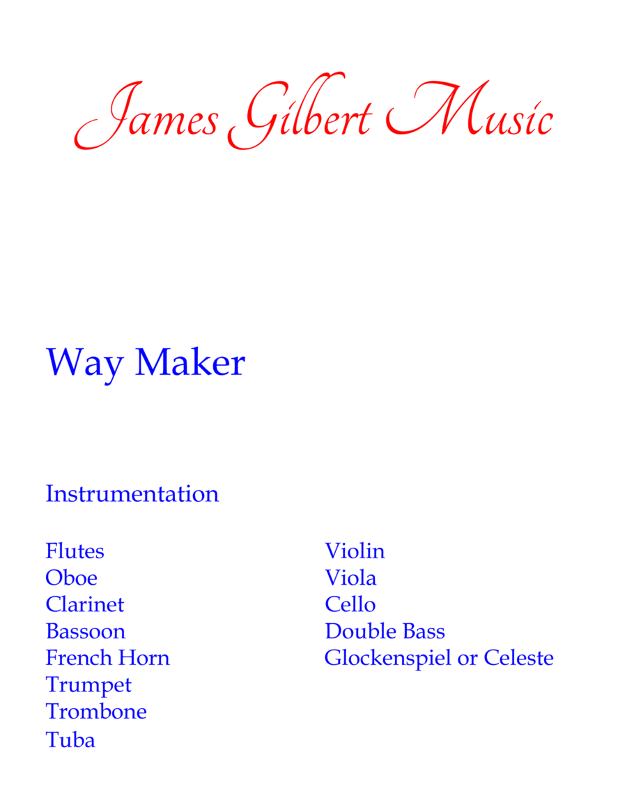 Way Maker (arr. James Gilbert) by Sinach 全编制管弦乐 - 预览