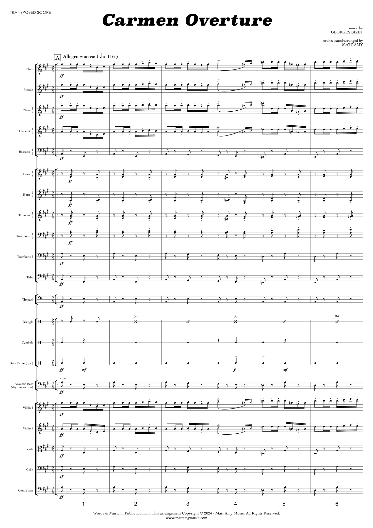 Carmen Overture (arr. Matt Amy) by Georges Bizet Full Orchestra