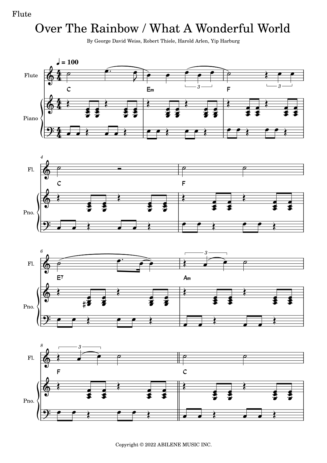 Over The Rainbow What A Wonderful World arr Fabio Eduardo De 
