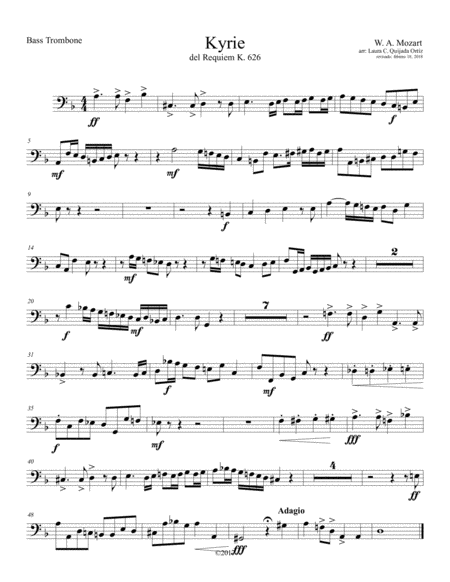 Kyrie from W. A. Mozart's Requiem, K.626. FULL ADVANCED CHILDREN ORCHESTRA. PARTS ONLY. (arr. Laura C. Quijada Ortíz) by W. A. Mozart Full Orchestra