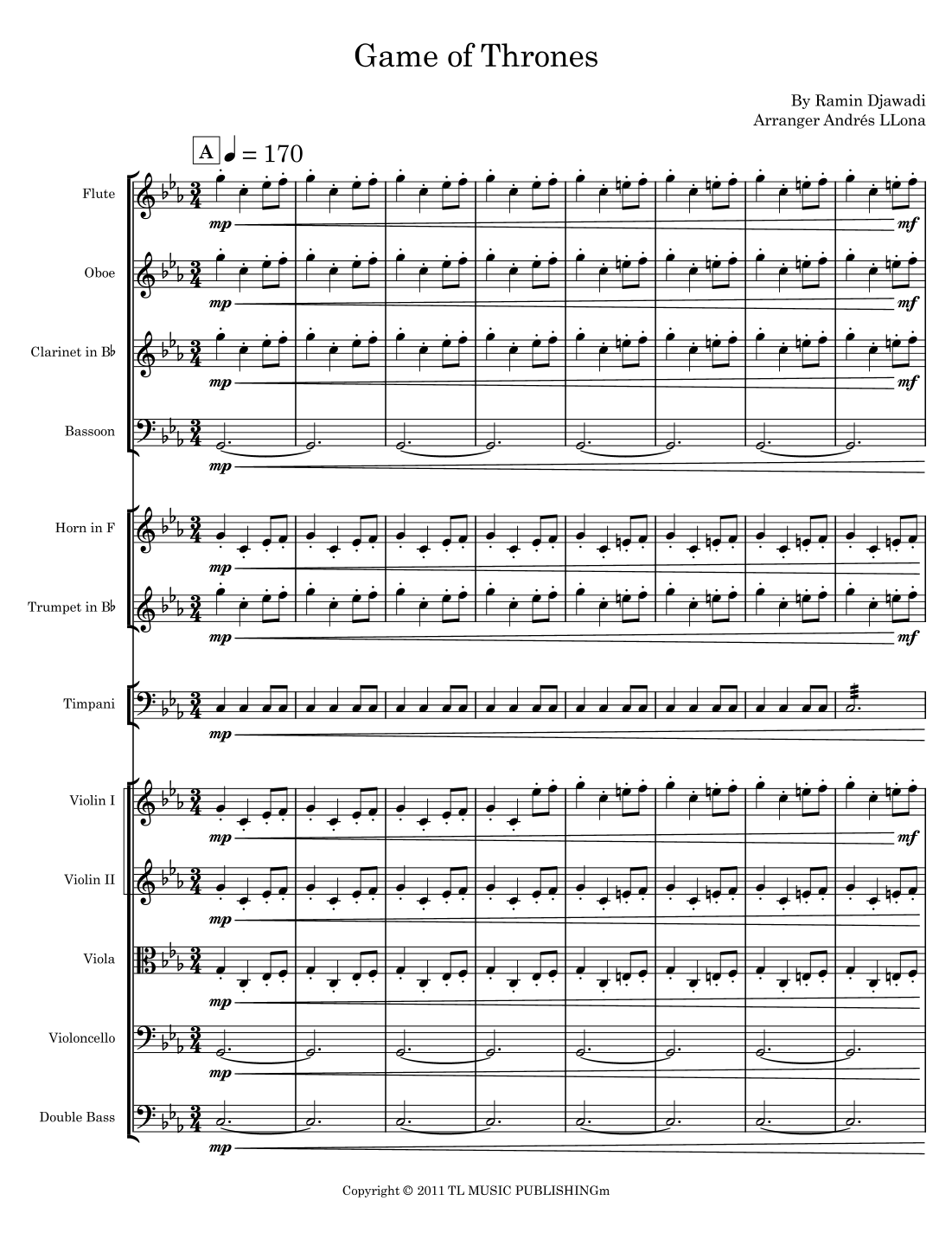 Game Of Thrones (arr. Andrés LLona) by Various 管弦乐团 - 预览