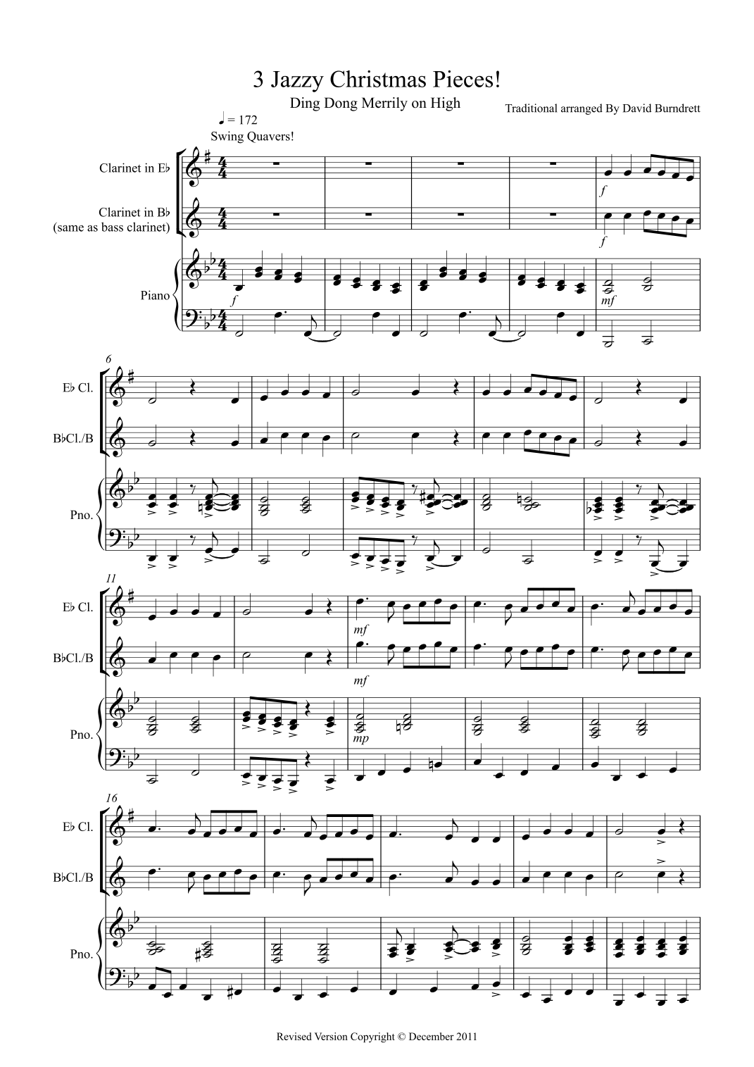 3 Jazzy Christmas Pieces for and Piano (arr. David Burndrett