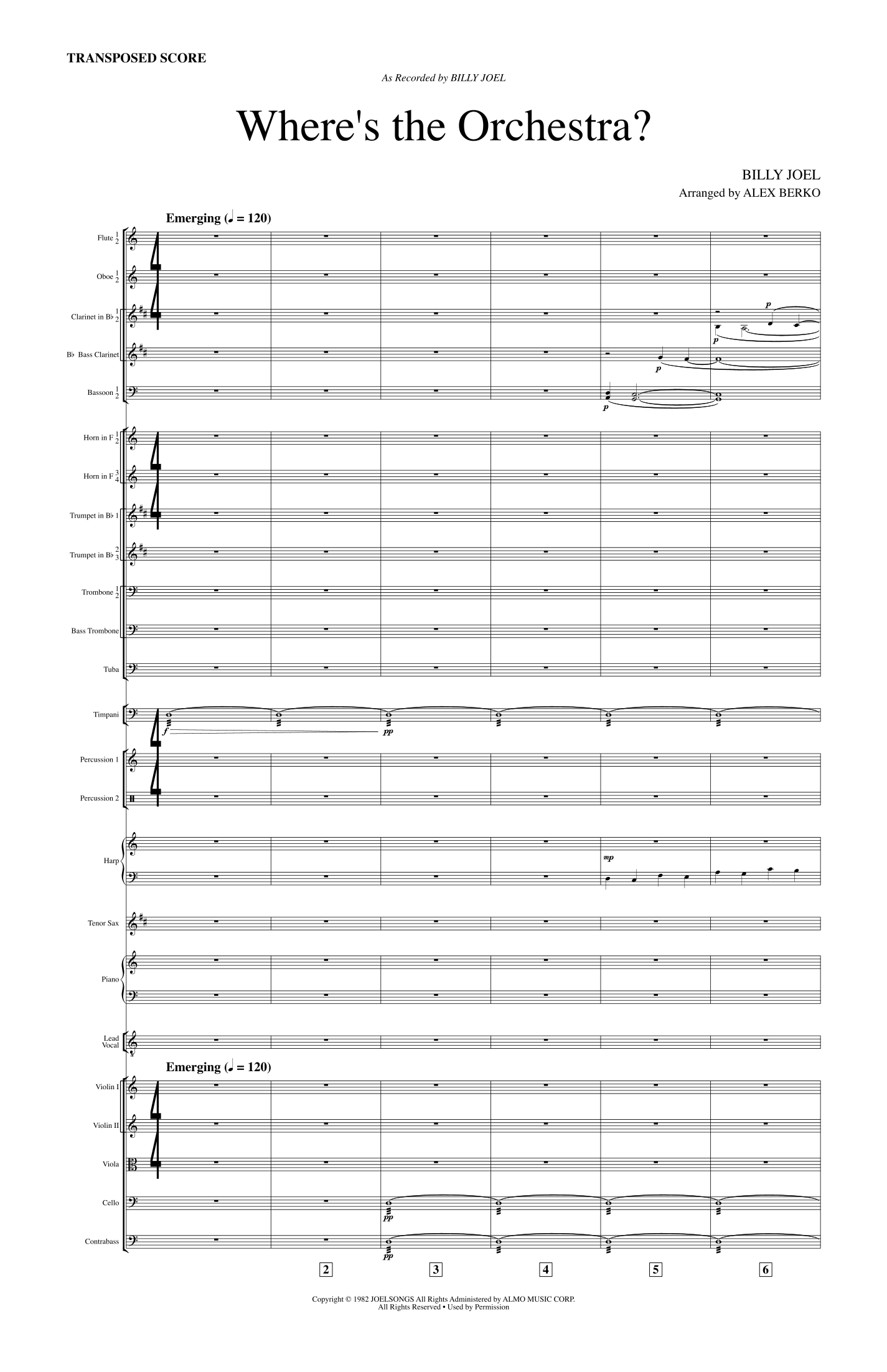 Where's The Orchestra? (arr. Alex Berko) by Billy Joel Full Orchestra