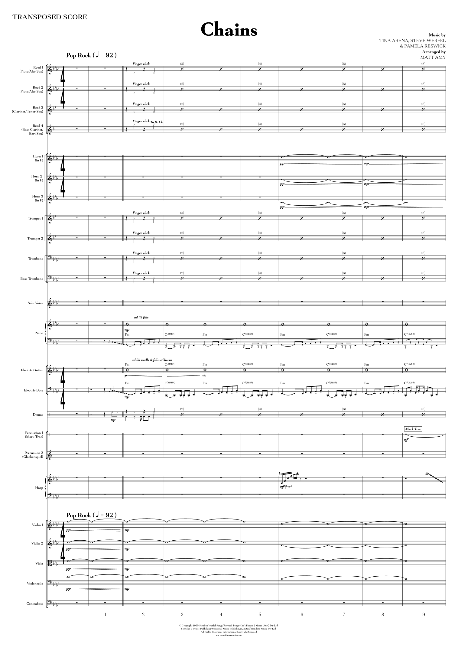 Chains (arr. Matt Amy) by Tina Arena Full Orchestra