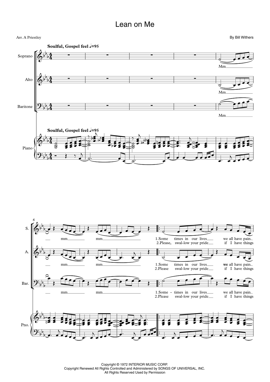 Lean On Me (arr. Alex Priestley) Digitale Noten