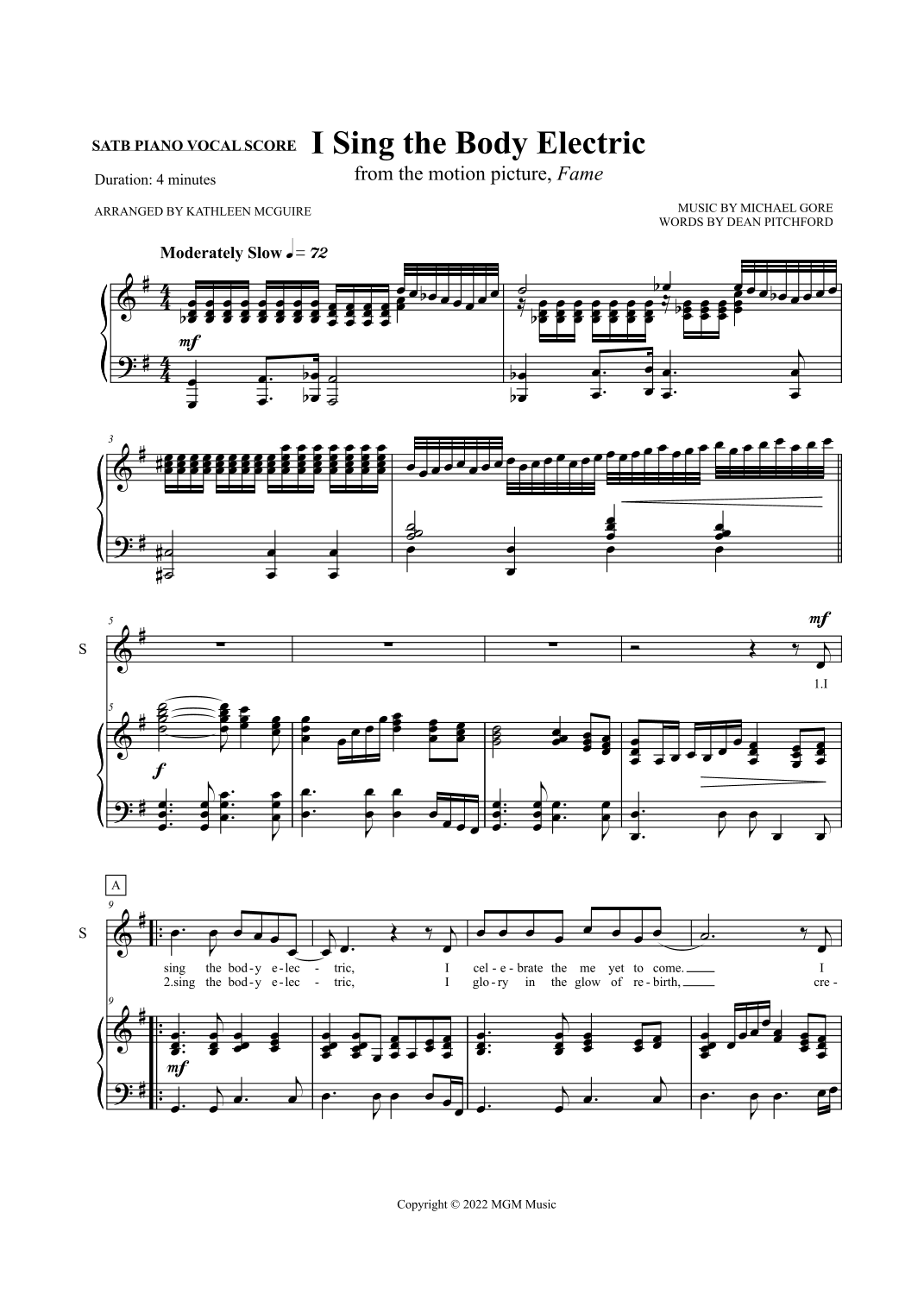 I Sing The Body Electric (arr. Kathleen McGuire) by Dean