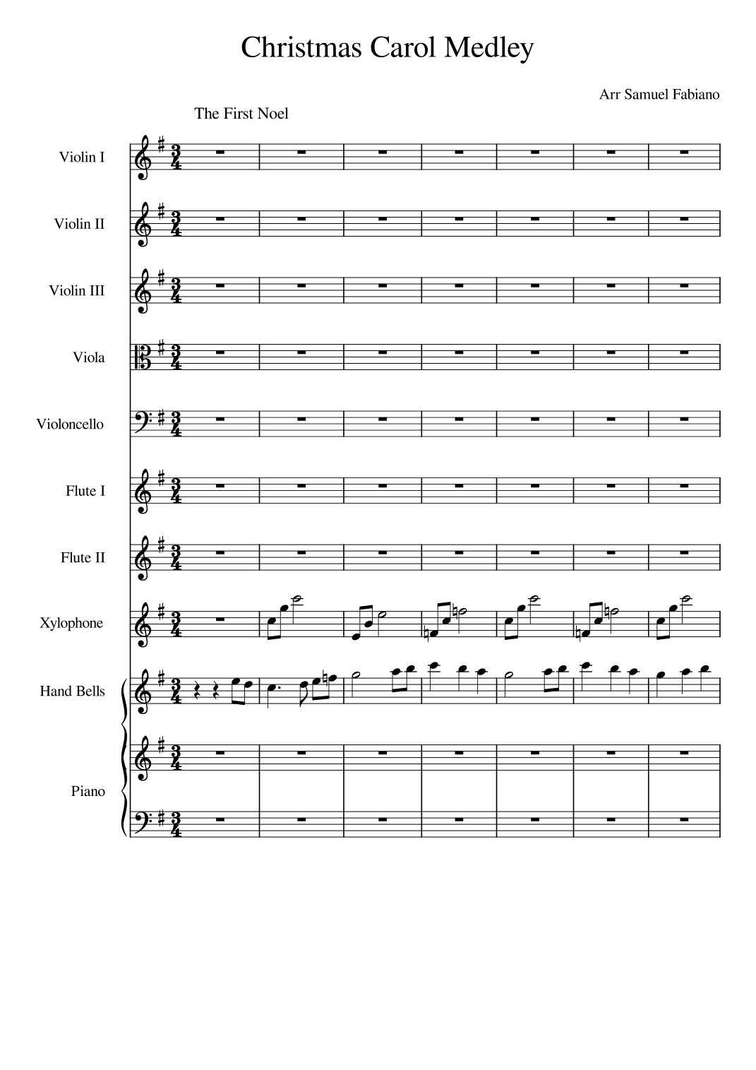 Christmas Medley for Small orchestra by Samuel Sheet Music for Chamber
