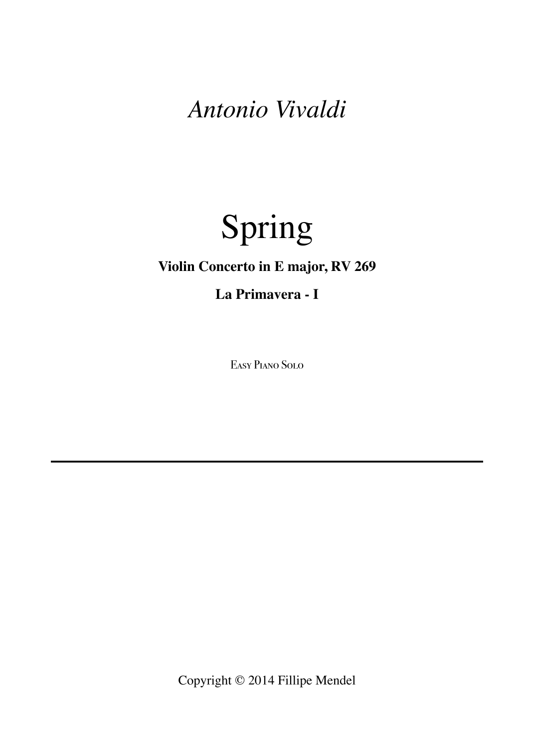 Vivaldi - Spring (La Primavera) (arr. Fillipe Mendel) by Antonio ...