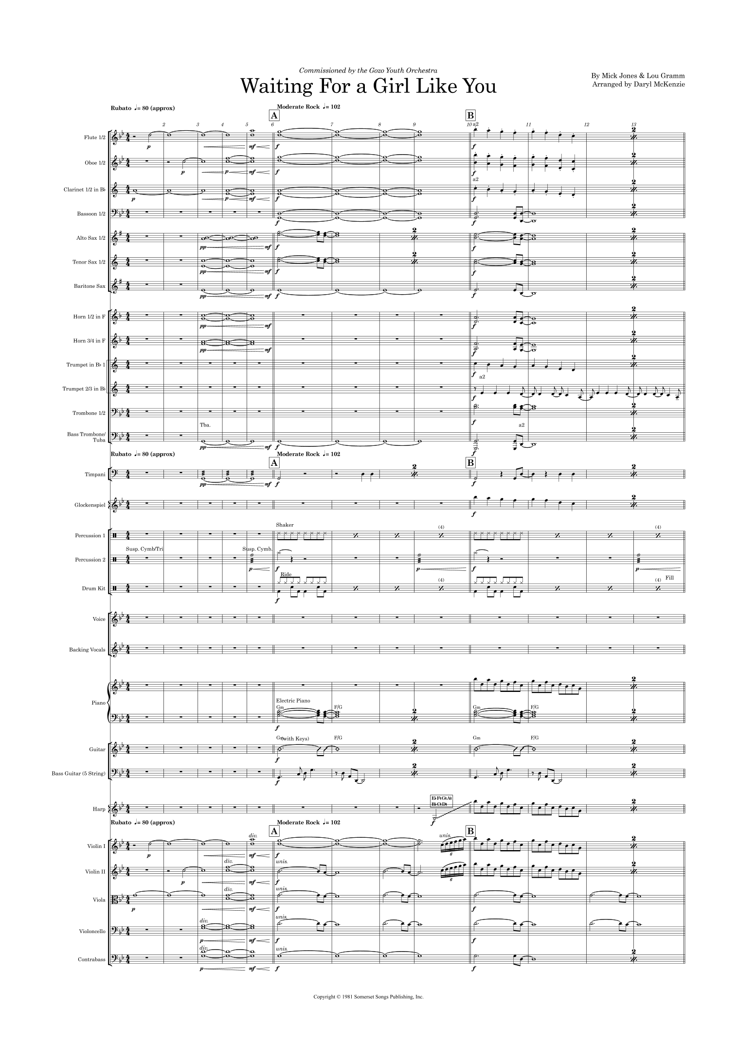 Waiting For A Girl Like You (arr. Daryl McKenzie) by Foreigner Full Orchestra