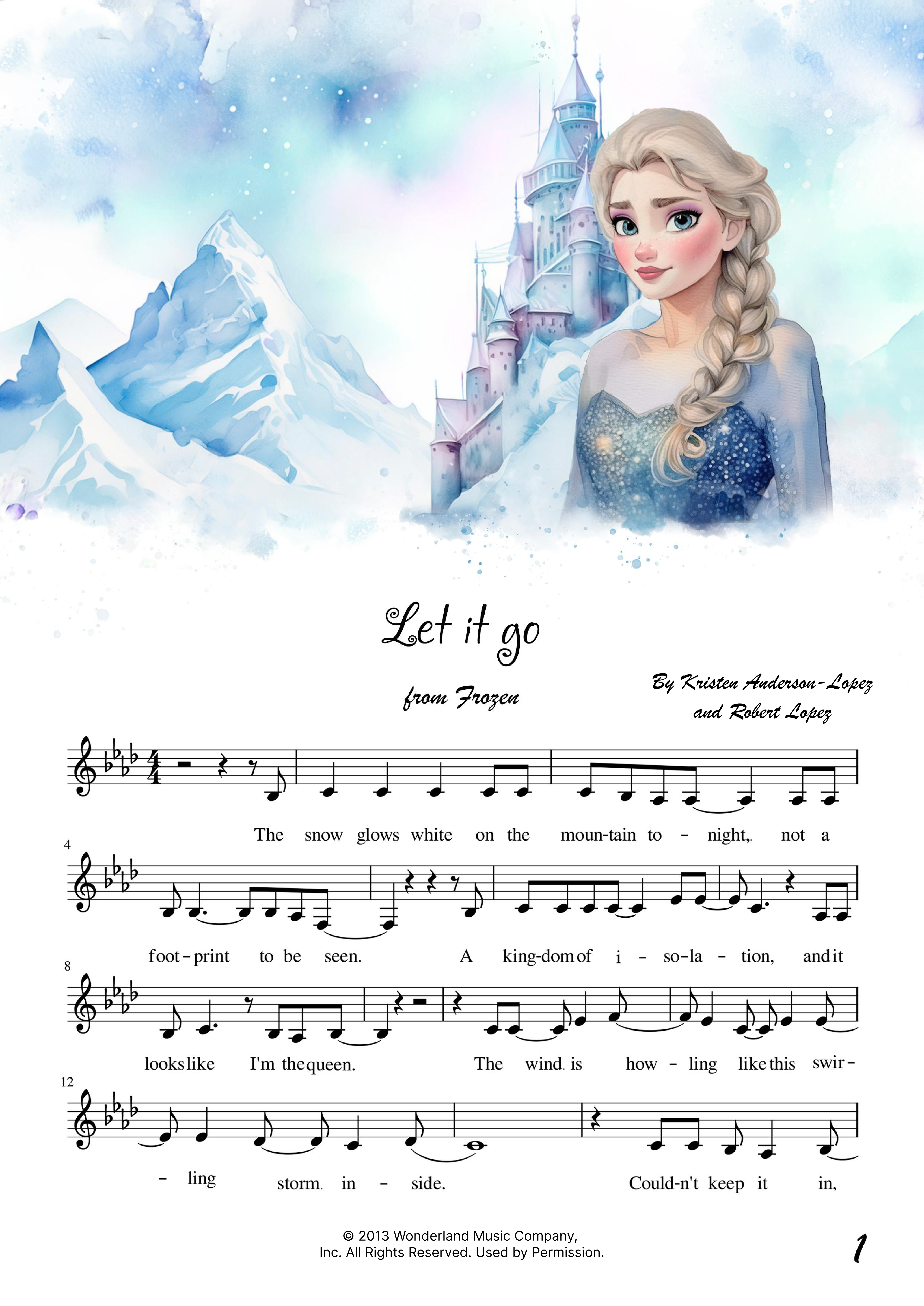 Let It Go (arr. MG Education) by Idina Menzel Sheet Music for Lead ...