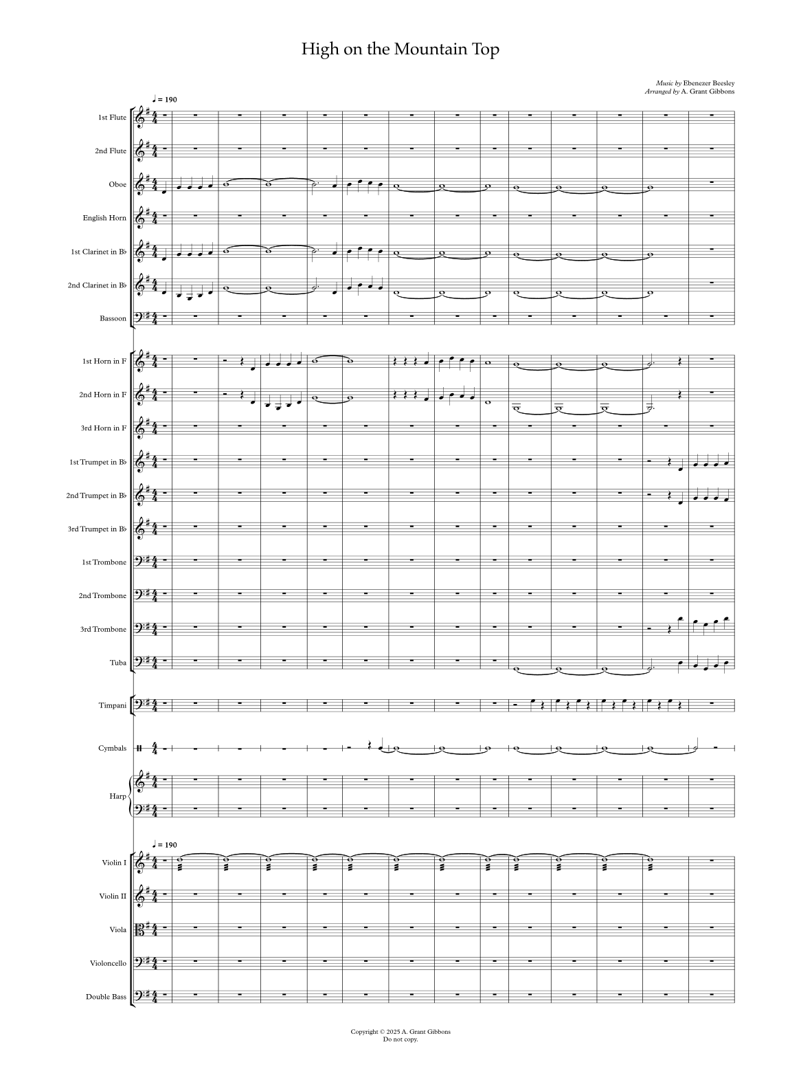 High on the Mountain Top (arr. G. Gibbons) by Ebenezer Beesley 管弦乐团 - 预览