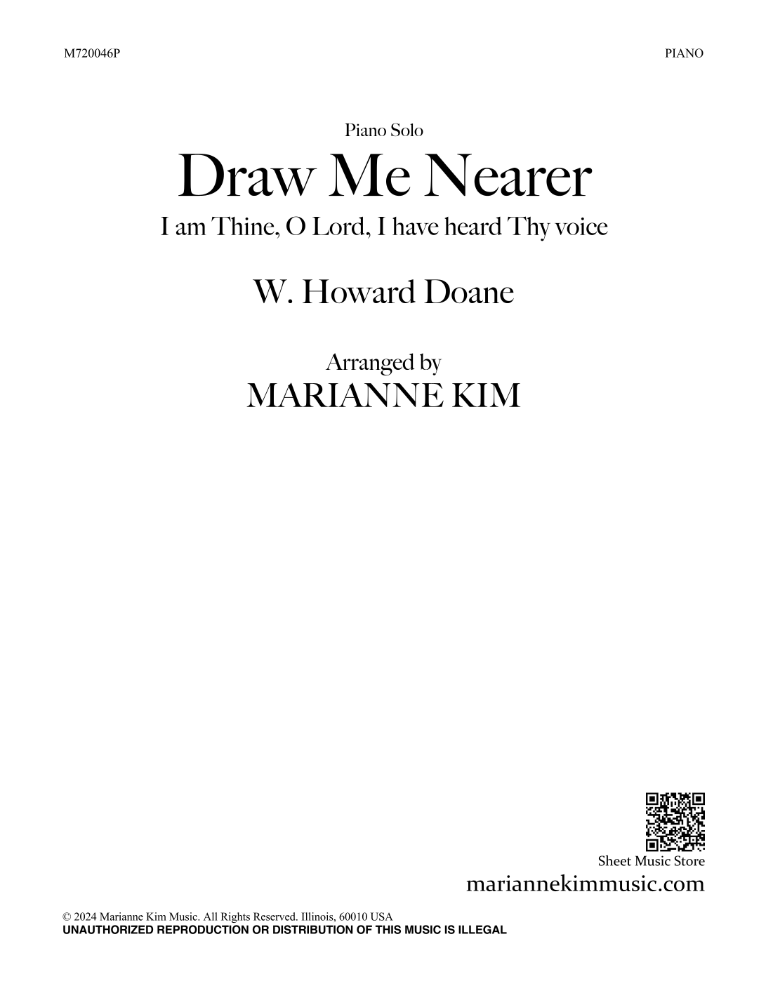 Draw Me Nearer (I am Thine, O Lord) (arr. Marianne Kim) Sheet Music Marianne Kim Piano Solo