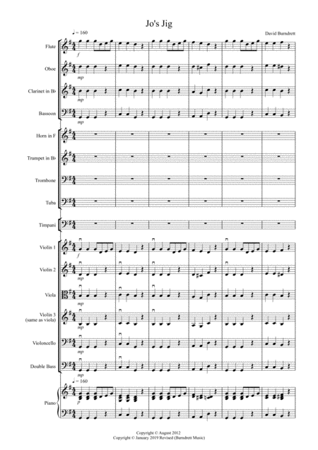 Jo's Jig for School Orchestra by David Burndrett Full Orchestra