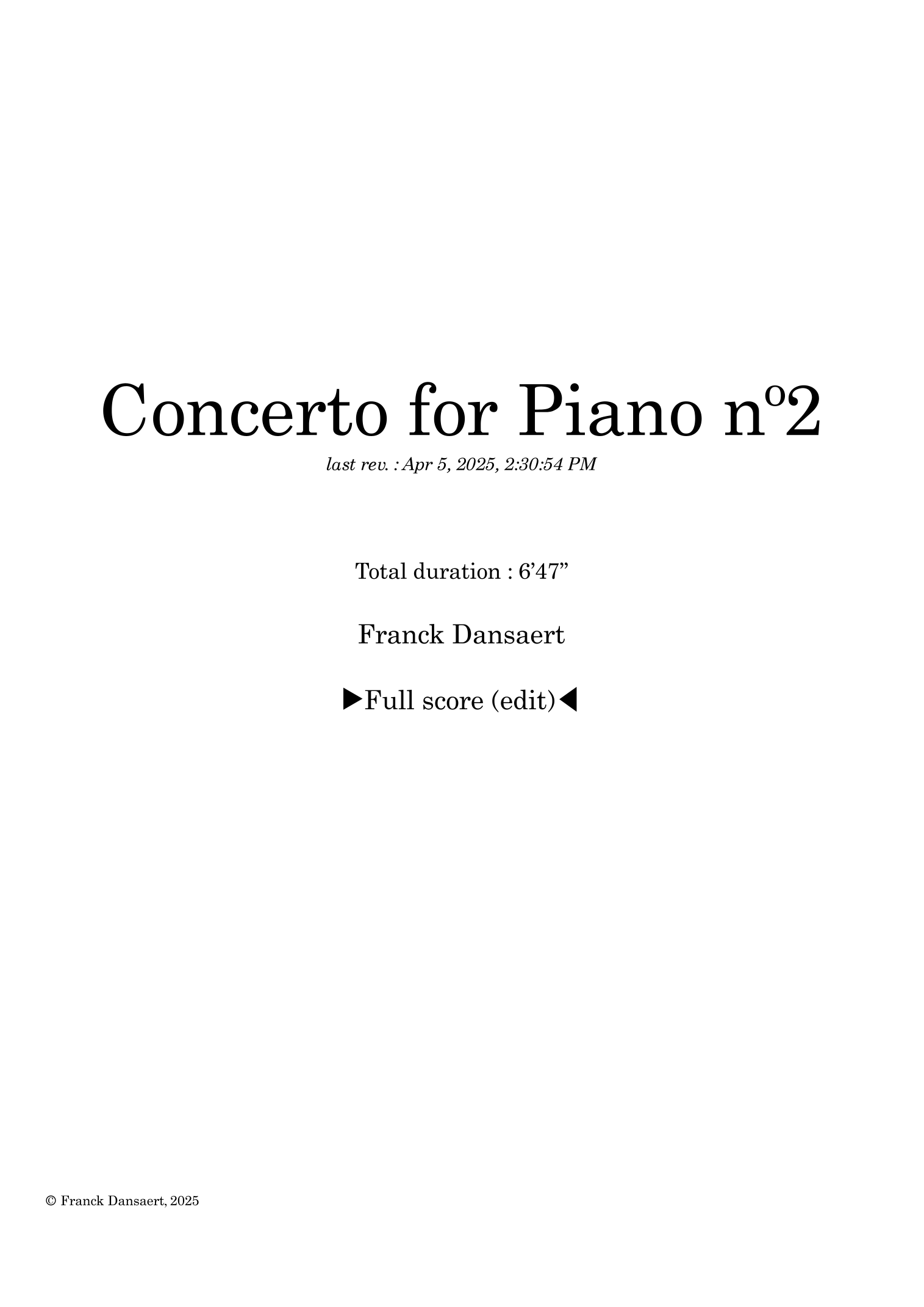 Piano Concerto No.2 - Score Only by Franck Dansaert Full Orchestra