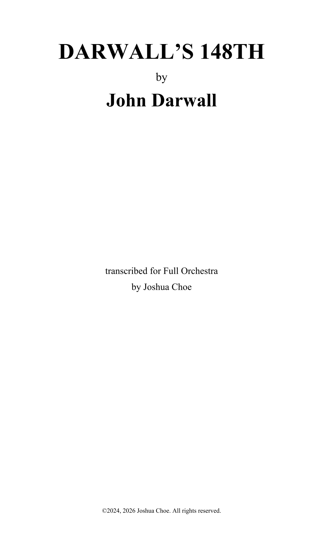 DARWALL'S 148TH (arr. Joshua Choe) by John Darwall 管弦乐团 - 预览