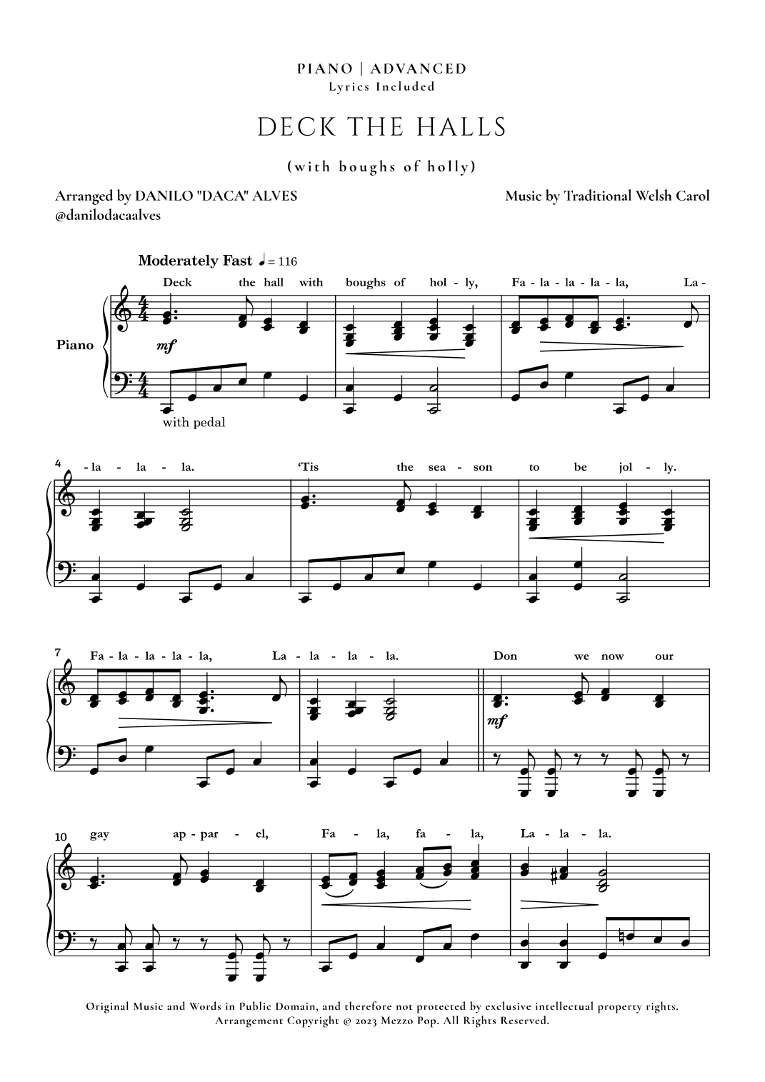 Deck the Halls (arr. Danilo "Daca" Alves) Partituras Digitales