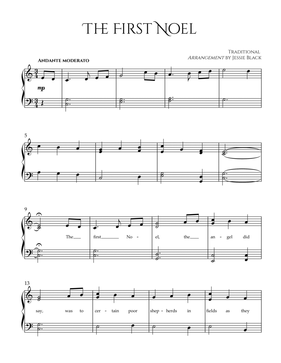 The First Noel (arr. Jessie Black) by Traditional Sheet Music for Easy ...